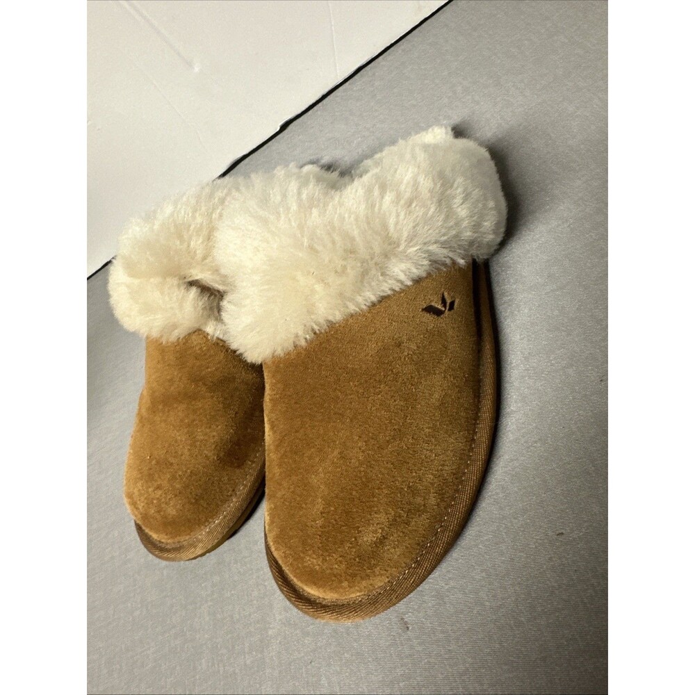 Koolaburra By UGG Milo Slippers Womens Brown Suede Faux Fur Cozy House Size 7